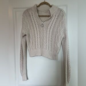 LA Hearts Cable Knit Zip Up Sweater